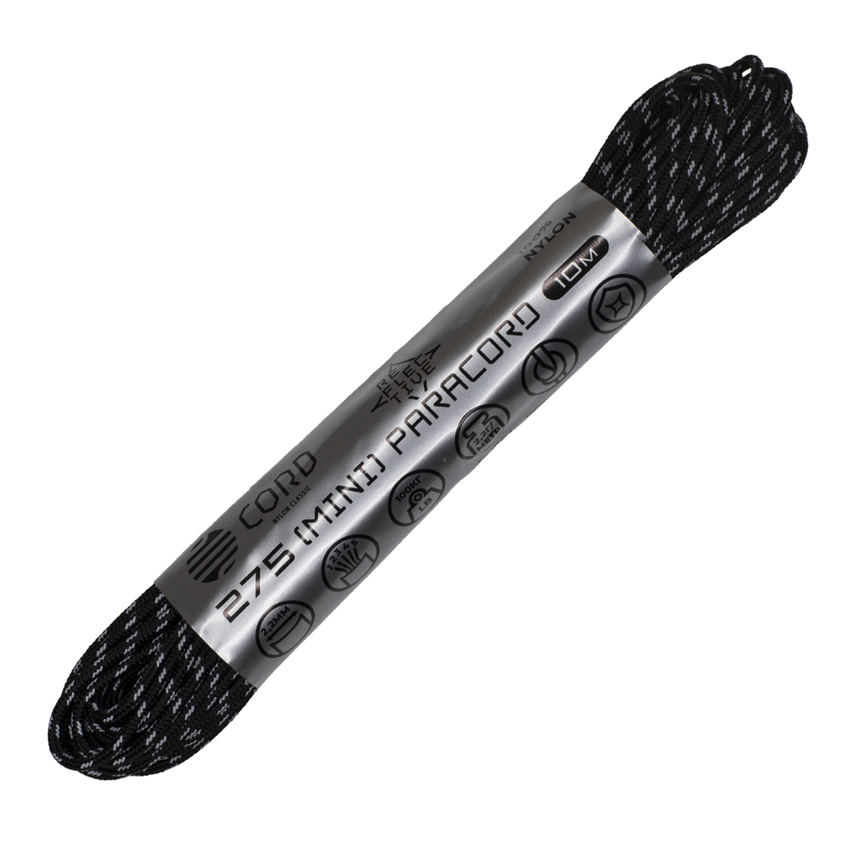 Паракорд 550 CORD nylon 10м световозвращающий (black)