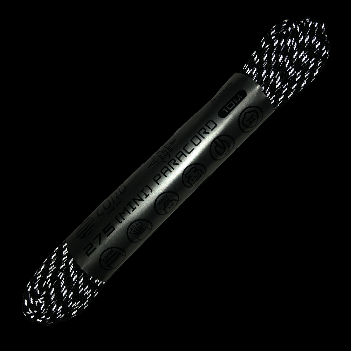 Паракорд 550 CORD nylon 10м световозвращающий (black) — изображение 2