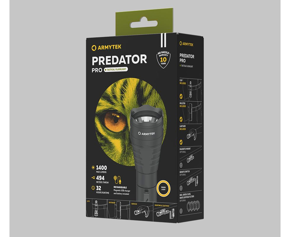Armytek Predator Pro Magnet USB / Теплый / 1400 лм / 5°:40° / 1x18650 (в комплекте) — изображение 3