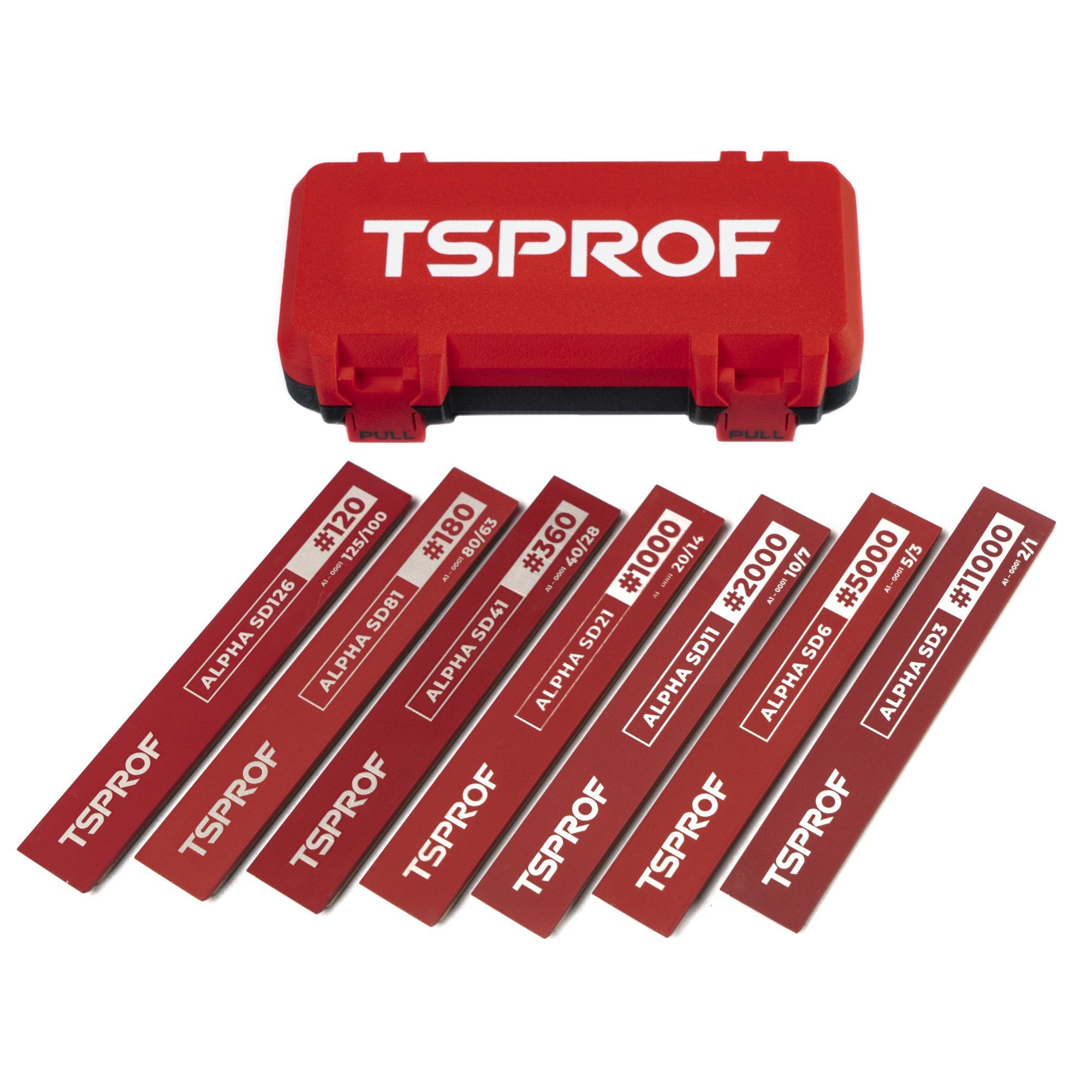 Набор алмазных брусков для заточки TSPROF Alpha SD126 — SD3 (7 шт.), в кейсе — изображение 3